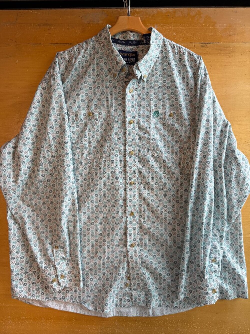 Wrangler George Strait Long Sleeve Shirt White & Mint 3XL
